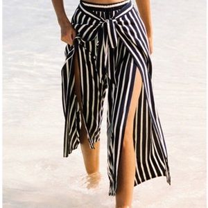 Faithful The Brand Sand Island Mazur Blue and Off White Stripe Slit Pants Size 2